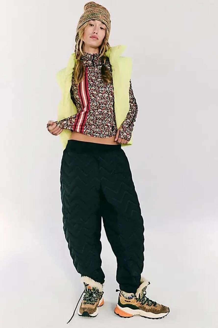 NWT FREE PEOPLE Gettin Lost Packable Pants $268 SMALL Black INSULATED Quilted